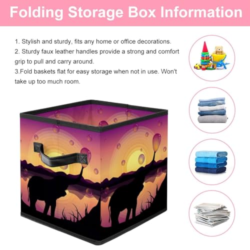 Boîte de rangement pliable éléphant mignon avec poignées solides - 4