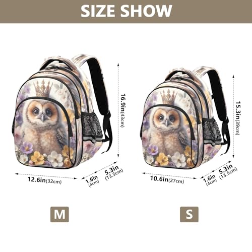 17 Inch Kids Backpack for Girls Boys, Cute Owl and Flowers Durable Backpack for Kids4