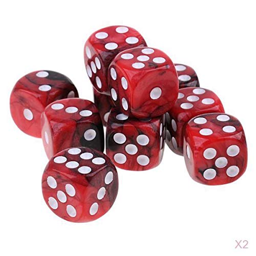 ATORSE Toy 20x Six Sided D6 Dice Dotted for Dungeons and Dragons Prop Toy Red Black-Toys & Hobbies-Games-Role Playing Games-Dungeons & Dragons-Accessories & Dice-image-23