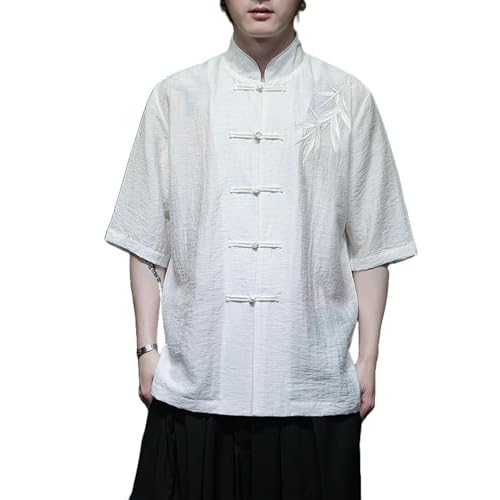 Chemise d'été homme style chinois en lin léger respirant anti-transpiration