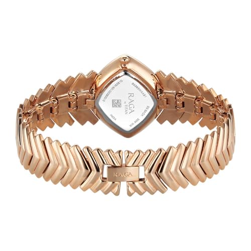 Image of Titan Raga Chic Glam with Quartz Analog Natural White M.O.P + MOP Minute Ring Dial Rose Gold Strap Watch for Women - 95393WM03