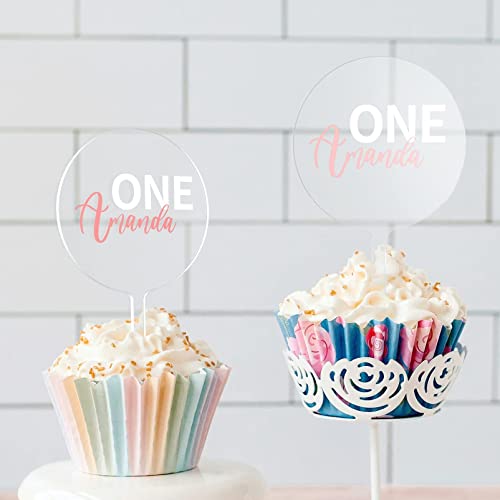 Uniqooo 50 Pack 2 Inch Circle Acrylic Cupcake Toppers, Diy Clear Round Acrylic Blanks Cake Toppers For Kids Birthday Party, Baby Shower, Gender Reveal, Wedding #TOP1