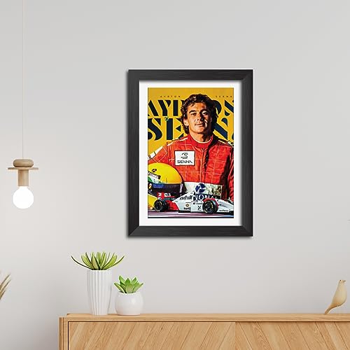 Image of TenorArts Ayrton Senna Poster F1 Driver Posters Formula One Photo Frame Painting with Matt Finish Black Texture (12 inches x 9inches)