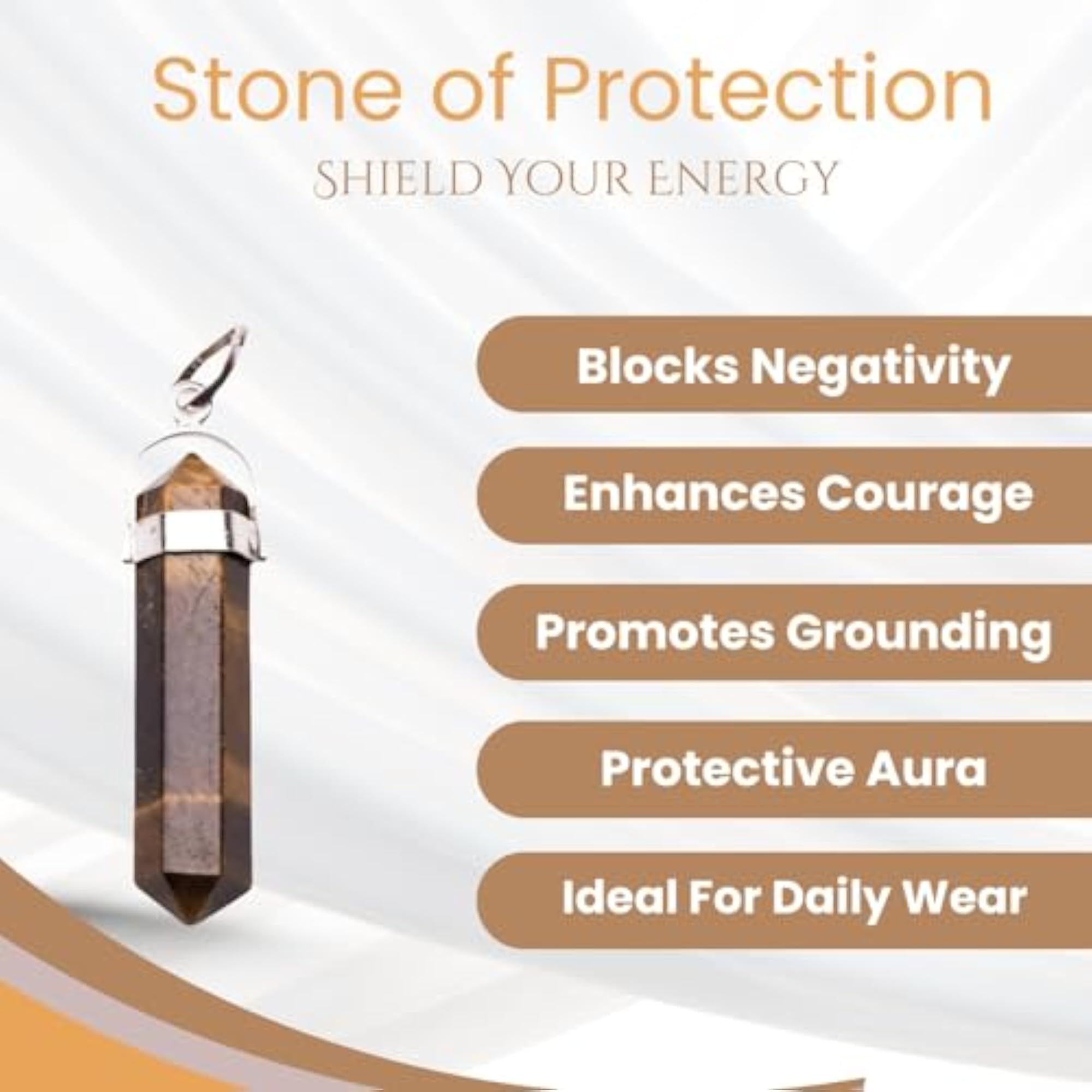 Tiger Eye Pendant Pencil Shape Healing Crystal Locket