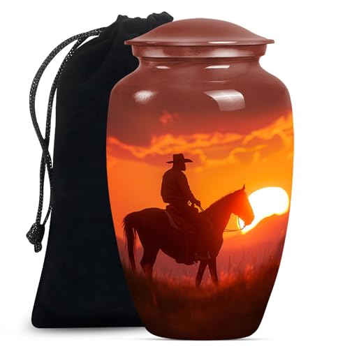 Image of Cowboy Urn for Ashes - Cremation Urns for Adult Ashes Women - Human Cremation Urns - Adult Urn for Human Ash Men (10 inch Pack of 1)