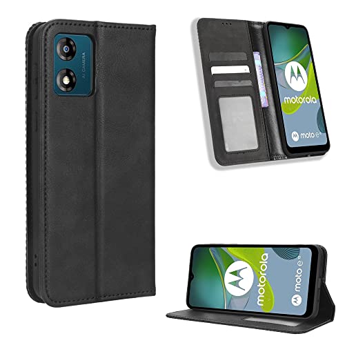 Fitudoos Etui Coque pour Motorola Moto E13,efeuille Etui en Cuir PU Premium Housse pour Motorola Moto E13(Noir)