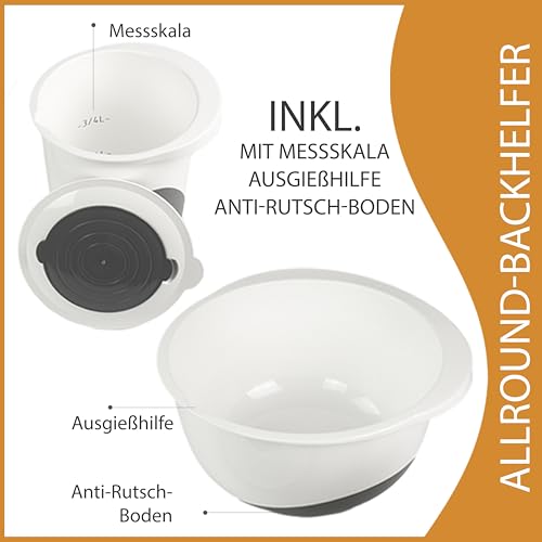KIMMEL Rührschüssel Set - 2 Stück 2,5 Liter Backschüsseln Aus Kunststoff