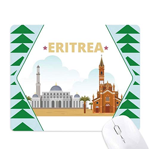 Tapis de souris caoutchouc ville château Érythrée et sapin vert