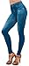 VSVO Women's True Pocket Flock Slim-fit Imitation Jeans Leggings (Small/Medium, Blue)