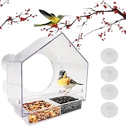 Alimentador aves ventana, CTRICALVER caja pájaros ...: 🦜Tamaño del comedero para pájaros: 20 x 11 x 20 cm (largo x ancho x alto), hecho de plástico PC seleccionado + material UV, duradero y resistente a la humedad, resistente a los rayos UV, no es fácil que se ponga amarillo, se pueden observar y fotogra...