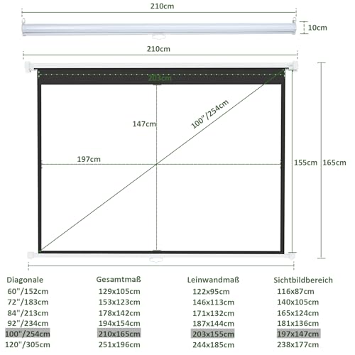INMOZATA Leinwand Beamer Rollo 210cm, Bild 197 x 147 cm(100 Zoll), Format 4:3, Deckenmontage & Wandmontage Projektor Leinwand für Heimkino Büro Treffen Schule Präsentationen-Weiß Gehäuse