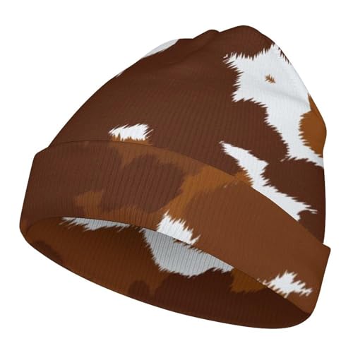 Cow Print Animal Pattern Kids Beanie Hat for for Girls Boys Children Cap Winter Knitted Chemo Cancer Headwear Accessories Gifts Decoration Black