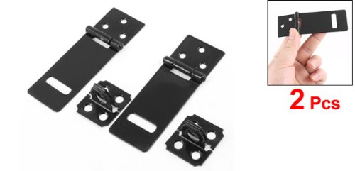 Sourcingmap Replacement Padlock Door Cabinet Black 3.5" Metal Hasp Staple 2 Set - Image 2