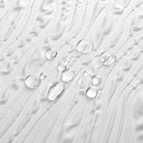 Muuyi Shower Curtain, White Shower Curtains For Bathroom, 3D Embossing Washable Waterproof Cloth Fabric Shower Curtain Set With 12 Hooks, 72 X 72 Inches #TOP2