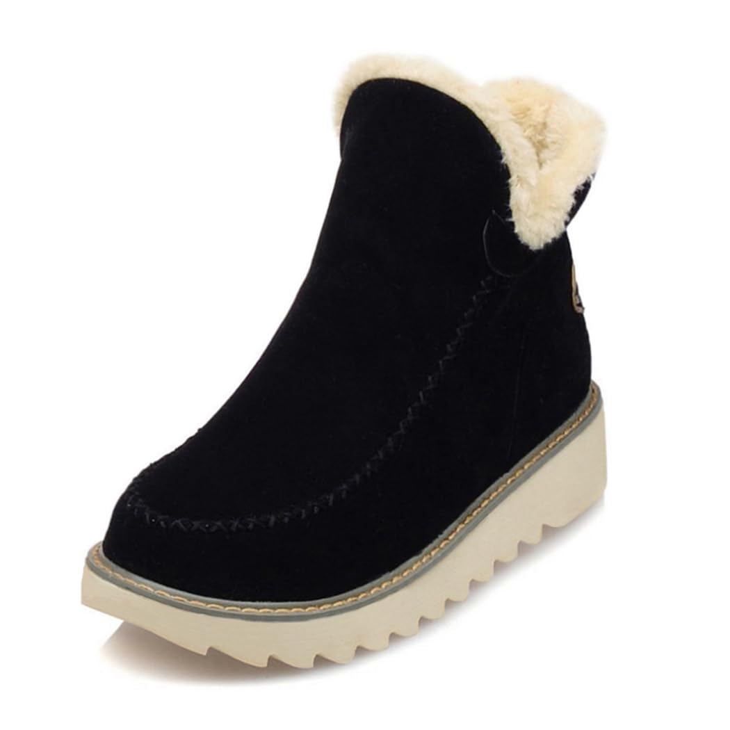 JUUCWOUT Classic Warm Ankle Snow Booties with Fur Lining Winter Women's Waterproof Lightweight Anti Slip Ankle Snow Boots