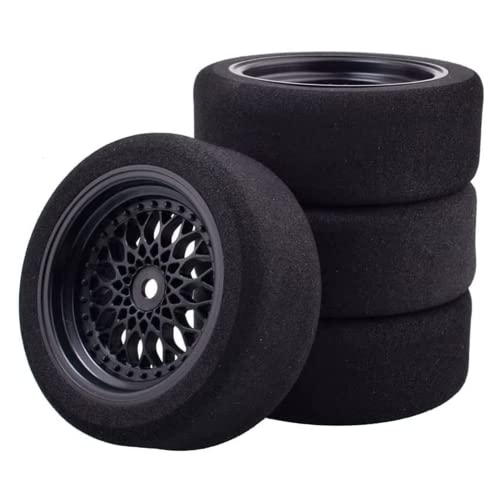 Shaluoman 4Pcs 1/10 On-Road Foam Tires& 2080-3mm Wheel Rims 12mm Hex for HSP HPI RC Racing Car Toy,...