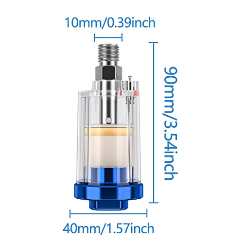YXCCSE 3 Pcs Water Oil Separator Mini in-Line Air Filter, 1/4 Inch NPT Inlet and Outlet Airbrush Filter Moisture Separator - Use on Compressor Air Line Hose, Air Tools, Paint Spray Guns