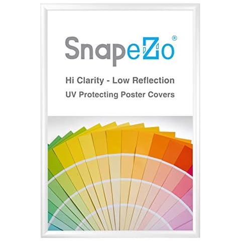 SnapeZo Poster Frame 24x36 Inches, White 1.2 Inch Aluminum Profile, Front-Loading Snap Frame, Wall Mounting, Premium Series Cover