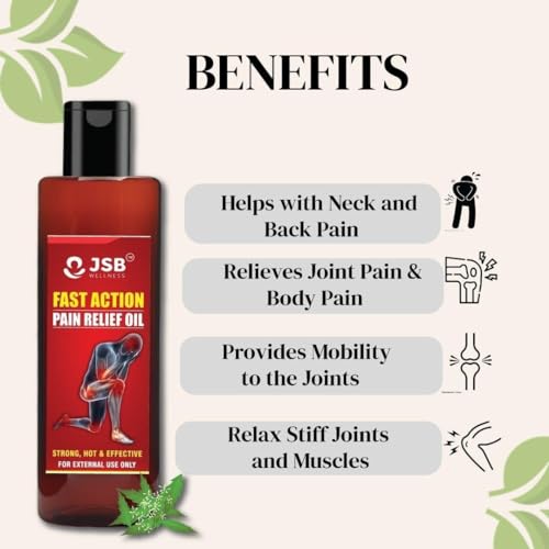 Image of JSB Joint Pain Oil For Fast Action Relief - For Knee, Back, Neck Pain - 100ML - Remains Hot Upto 10Hrs - Swelling & Joint Inflammation Relief - Ayurvedic Herbal Oil - Muscle Relief - 100% Natural