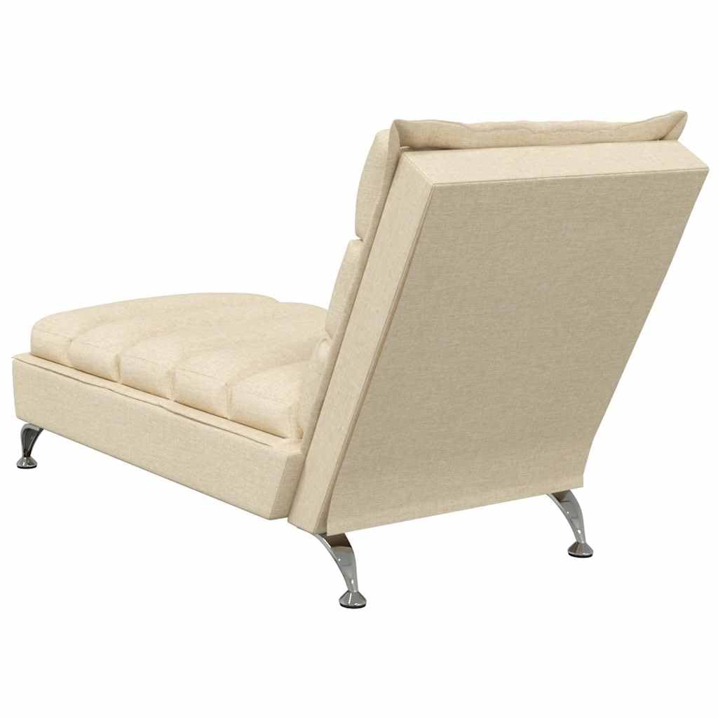 Generico Chaise Longue Massaggi con Cuscini Crema in Tessuto,Sedie,Chaises-longues-379480