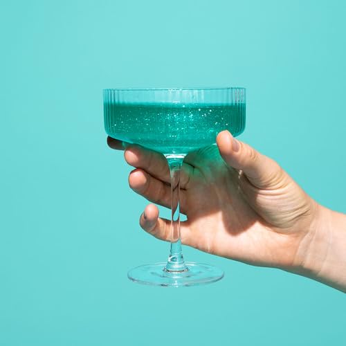 Image of Art of Sucre Teal Cotton Drink Candy Glitter Bombs, Edible Glitter, Drop into Drinks, 4 Pieces
