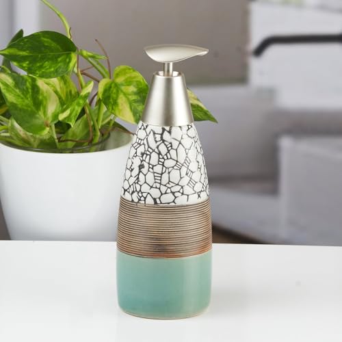 Image of SaSaSa Ceramic Soap Dispenser with Stylish Refillable Pump Bottle for Bathroom Handwash & Kitchen Wash Basin, Perfect for Hand Soap, Lotion and Shampoo, Multicolor, (Set of 1) (11497)