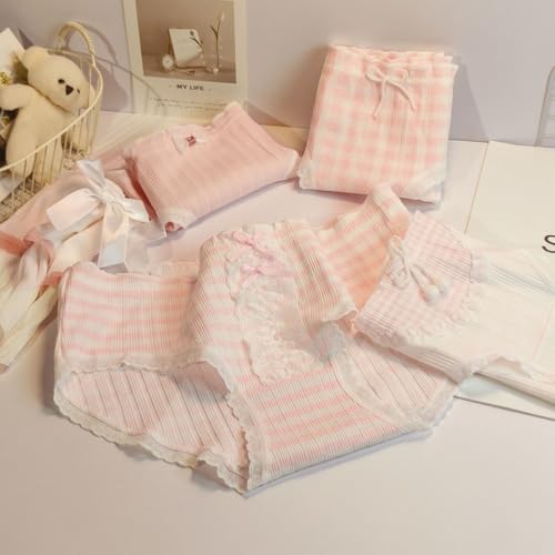 Sweet Pink Cotton Panties for Girls 5Pack - Soft Comfortable Full Coverage Underwear, Cute Bow Lovely Adorable Briefs3