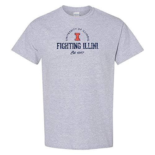 UGP Campus Apparel AS06 - Illinois Fighting Illini Established Arch T Shirt - 3X-Large - Sport Grey