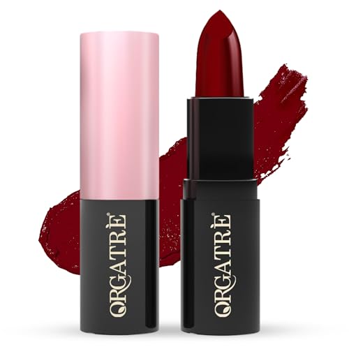 Image of Orgatre MoodBliss Creamy Matte Long Lasting Bullet Lipstick for Women | Intense Colour, Keeps Lips Moisturised | Non-Drying | Highly Pigmented Non-Transfer Formula | Enriched with Almond Oil 3.2g