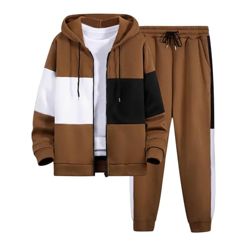 Cambkatl Men's 2 Piece Color Block Tracksuit Outfits Zip Up