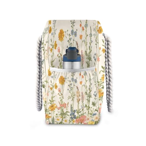 ATTX Vintage Wildflower Beach Bags for Women - Large Beach Bags with Zipper Waterproof Sandproof Swim Pool Bag Large Tote#1923