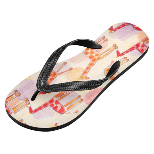 Burbuja Crayon Drawing Giraffes Flip Flops for Women Men, Soft Thong Sandals Rubber Slippers for Pool Beach Essentials2