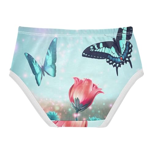 Funny Girls Underwear Toddler 2t Cotton Little Girl Panties Butterflies Flowers Field Teal Briefs Girls Undies2
