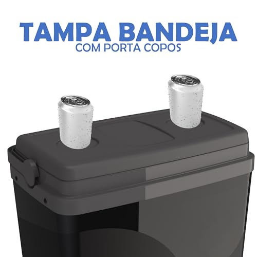 Caixa Térmica Preta 15 litros, Tampa Com Encaixe Justo E Trava, Material Resistente
