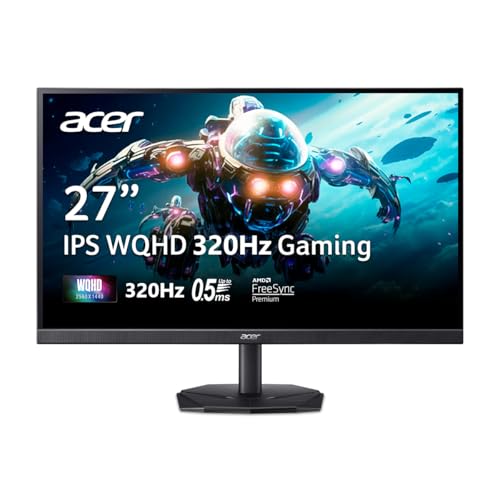 Image of Acer Nitro 27 inch Gaming Monitor | WQHD 2560 x 1440 | IPS | ZeroFrame | AMD FreeSync Premium | 320Hz Refresh Rate | Up to 0.5ms | DCI-P3 90% | 1 x Display Port 1.4 & 2 x HDMI 2.1 | KG271U F3bmiipx