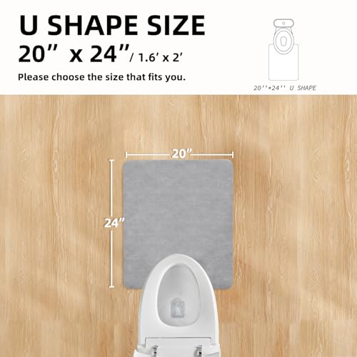 Toilet Rug, Thin Toilet Rugs U Shaped Washable Non Slip Absorbent Quick Dry Low Pile Toilet Mat, 20"x24" U Shape Light Grey