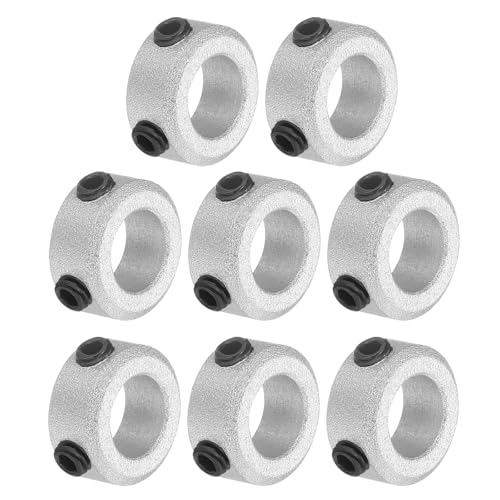 sourcing map 8Pcs Set-Screw Collars 8mm Bore, Aluminum Alloy Shaft Collars, 14mm OD, 6mm Width Axle Collar Clamp for Linear Rod Shaft Guide