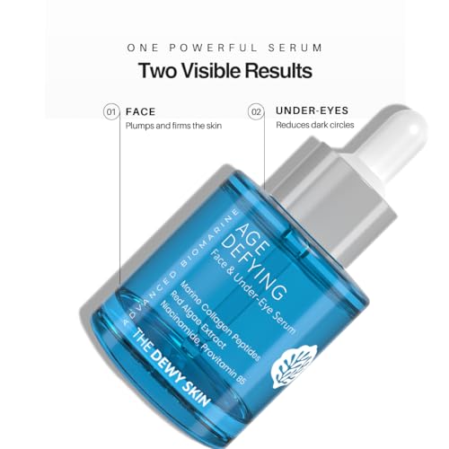 Image of Marine Collagen Peptides Face & Eye Serum with Niacinamide & Provitamin B5 | For Wrinkles, Fine Lines, Dark Circles & Firmness | Age Defying Serum by The Dewy Skin, 30ml