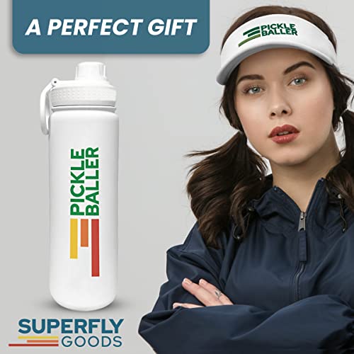 Super Fly Goods Pickle Baller Sports Water Bottle - Pickleball Insulated Stainless Insulated - Double Walled - 10 Hours Cold & 6 Hours Hot - Reusable Metal Water Bottle - Leak Proof - 1 Count #TOP2