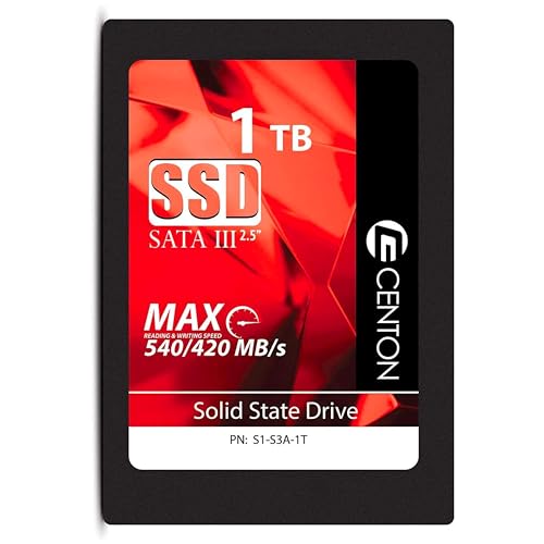 Image of Centon 1TB SSD Internal Solid State Drive, SATA III 6Gb /s 2.5 inch, 3D NAND TLC, Up to 490MB /s, Faster Startup, Apps, Gaming & File Transfers for Laptop /PC Desktop