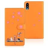 Qribo BASIO active SHG09 ケース 手帳型 シンプルスマホ6 A201SH / BASIO active2 手帳型 ケース コンパクト 元気 鯉のぼり模様 和風 手触りのいい シンプルスマホ6 ケース 手帳型 BASIO active2 ケース スマホ スタンド Basio active ケース 色は新鮮でエレガントです ベイシオアクティブ スマホケース オレンジ