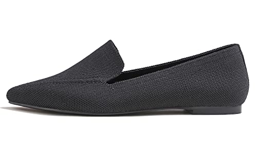 Image of FEVERSOLE Women's Woven Pointy Fashion Cutouts Breathable Knit Flat Shoes