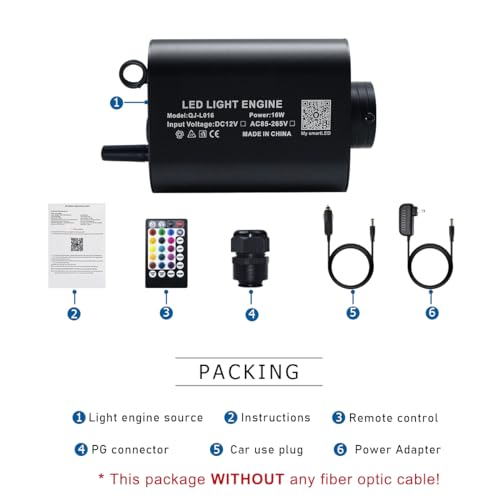 Image of AKEPO 16W Bluetooth APP Control Fiber Optic Light Source, RGBW lamp Beads + Music Activated + 28-Key Remote Control for Car Headliner Stars Home