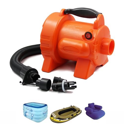 BDJSN Pompa d'Aria Elettrica Portatile, Pompa d'Aria Elettrica CA Ad Alta Potenza da 800 W, Pressione dell'Aria 2,8 PSI con 3 Ugelli Adatta per Tende Gonfiabili, Kayak, Gommoni E Piscine
