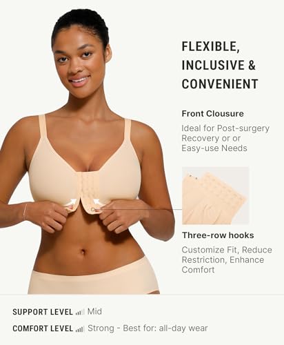 Image of FeelinGirl Post Surgery Bras for Women Front Closure Mastectomy Bras Surgical Wireless Full Coverage Compression Bra