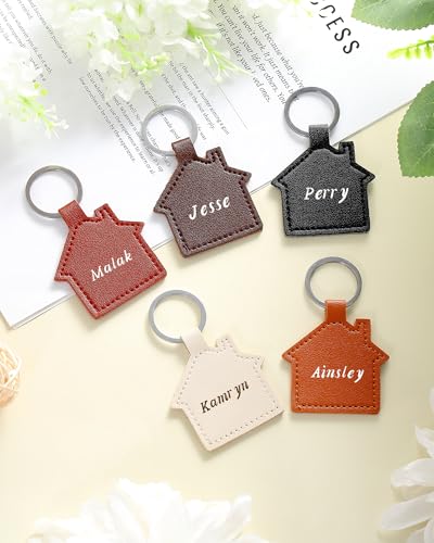 Image of Home Keychain Bulk PU House Shaped Keychain New Home House Warming Gifts for Real Estate Family