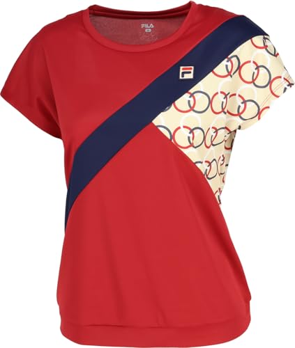 FILA TENNIS(フィラ テニス) テニス レディース 半袖 シャツ ゲームシャツ 吸汗速乾 UVカット EL0200 ボルドー M