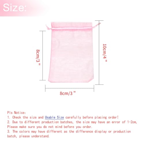 Image of Dealglad 100pcs Drawstring Organza Jewelry Candy Pouch Party Wedding Favor Bags (3x4, Pink)