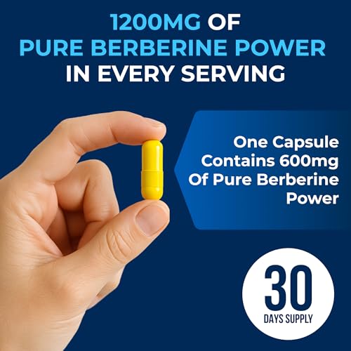 NSF Certified Berberine Supplement, 1200mg, Pure Max Strength Berberine HCL - 60 Vegetarian Capsules (Gluten Free, Non GMO) - 30 Servings by WeLikeVitamins