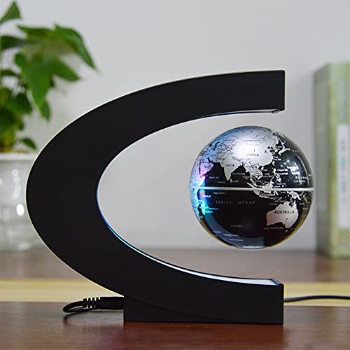 Moniel Globo flutuante de levitação magnética de 3 polegadas com base em forma de C e luzes LED para